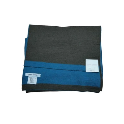 Bufanda Gene Meyer Talla Única Azul Teal Mezcla de Lana Bloques de Color Elegante Vid Foto 1 de 4