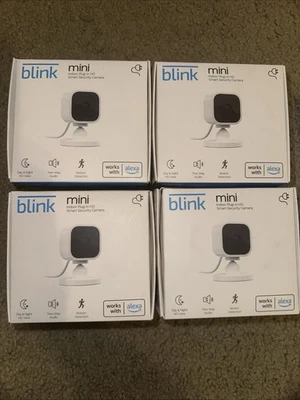 2 PACK- New Blink Mini Compact Indoor Plug-In Smart Security Camera, 1080p, L - Image 1 of 4