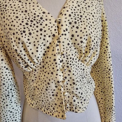 Blusa LEVI'S Boho Manga Larga Cintura Imperio Abotonada Mediana Amarilla Floral Foto 1 de 4
