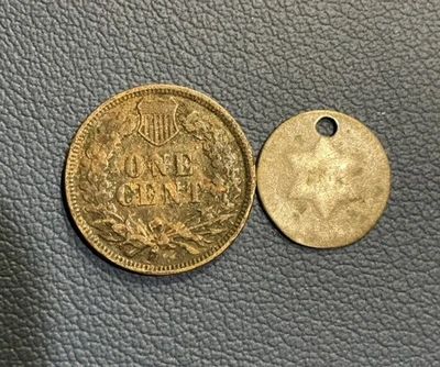 U.S. Coin Lot - 3¢ Silver Trime – Three Cent Coin + 1898 Indian Head Cent - Image 1 of 2