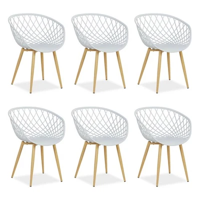 Chaise de jardin Lot de 6 avec accoudoirs Gris Fauteuils Plastique Homestyle4u - Photo 1/4