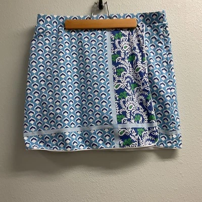 J. MCLAUGHLIN SKORT L AZUL VERDE BLANCO RIBETE PANTALONES CORTOS BOLSILLO PREPPY VACACIONES CRUCERO Foto 1 de 4