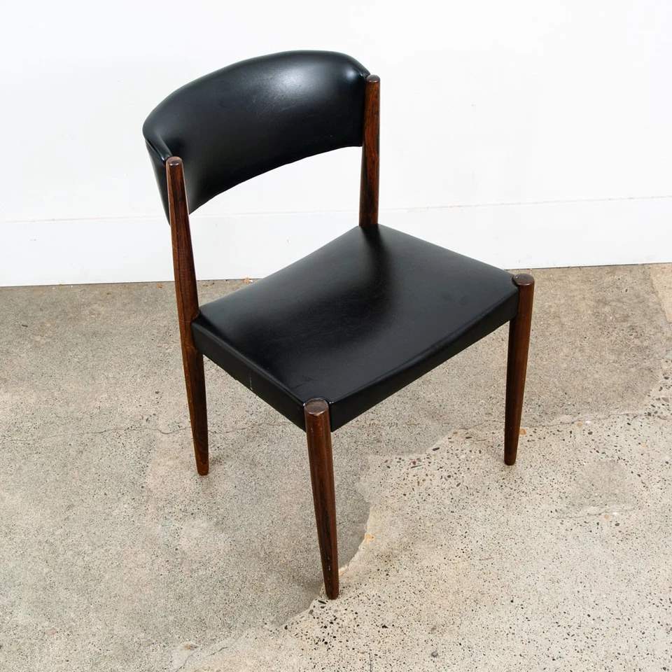 Silla de comedor moderna danesa Mid Century palo de rosa macizo negra vintage Mcm Dinamarca Foto 1 de 4