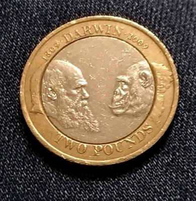 2009 Чарльз Дарвин 200-летие его рождения £2 монета. Очень коллекционный! - Изображение 1 из 2