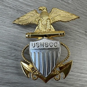 Vtg US Navy USN Officer's Uniform Hat Cap Badge Device Pin Naval Screwback - Picture 1 of 4