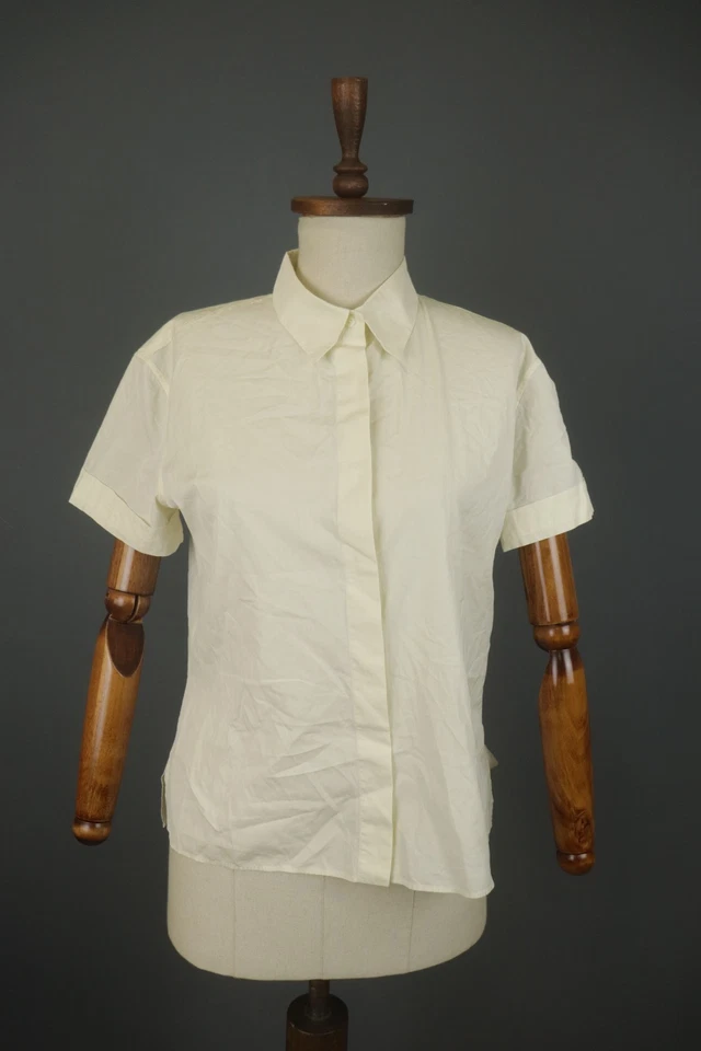 Jil Sander White Casual Short Sleeve Cuffed Collared Button Up Shirt Top Size 42 - Image 1 of 4