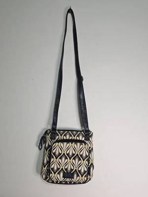 Vintange реликвия на ископаемого сумочки Y2K через плечо узор холст и кожа 9 x 8» - Изображение 1 из 4