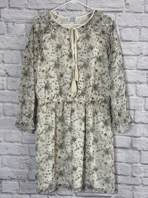 Vestido Campesino Barneys New York Floral Manga Larga Cuello Atado Talla Mediana Foto 1 de 4