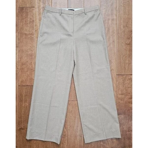 EUC Theory Women's Tan 100% Virgin Wool Sleek Flannel Wide Leg Trousers Pants 10 - Picture 1 of 8