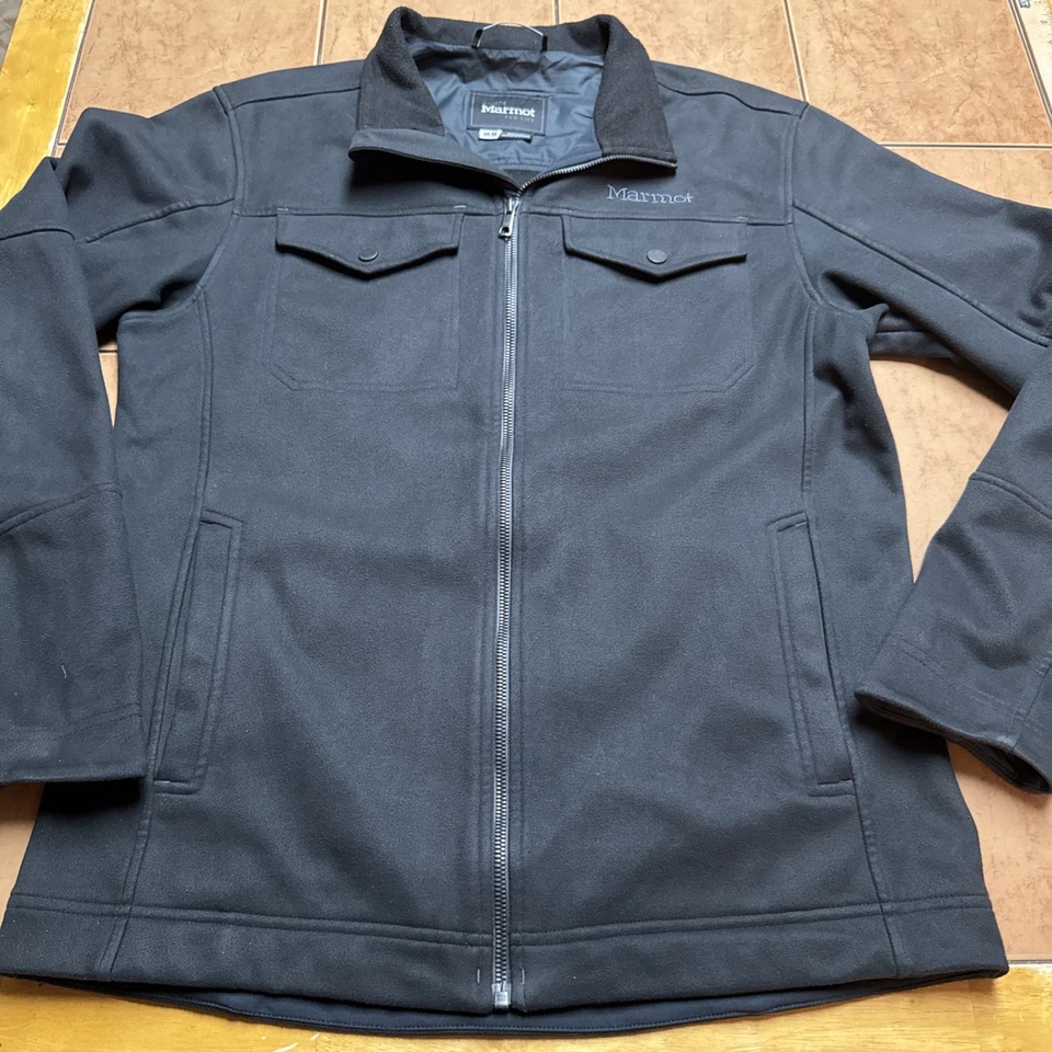 Marmot Jacket Mens Sz Medium Black Full Zip Fleece Softshell Snap Pockets - Image 1 of 4