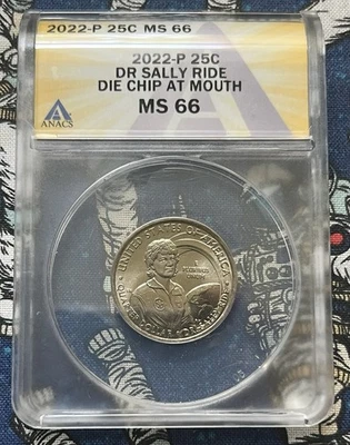 2022 P Dr. Sally Ride American Woman Quarters ANACS MS 66  Mint Error - Image 1 of 4