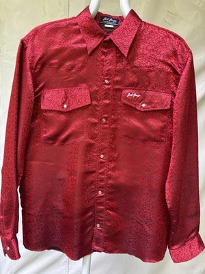 MENS VERY RARE BOB BERG WESTERN IRIDESCENT SILK SHIRT 2 POCKETS SZ large Red - Image 1 of 4