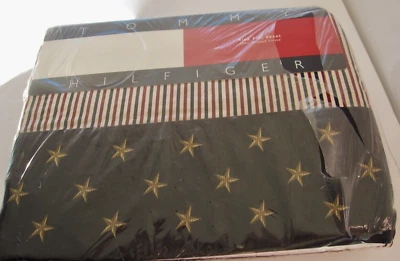 Sábana plana Tommy Hilfiger King 1997 vintage estrellas y rayas rojo blanco azul nueva con etiquetas Foto 1 de 4