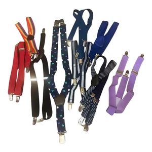 Boy's Lot of 9 Adjustable Clip On Suspenders z6 - Picture 1 of 8