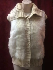 GAP Kids NWT Ivory Faux Fur Sweater Vest  XXL 14-16 - Picture 1 of 1