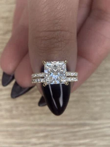 IGI Diamond Engagement Ring VS1 E Princess Cut 3.50 Ctw Lab-created Sparkling - Picture 1 of 4