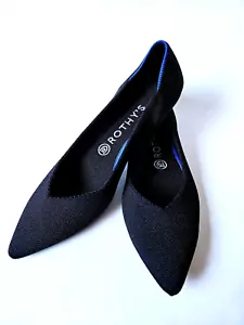 Rothys The Point Ballet Flats Knit Slip Ons Black 40 9 NEW - Picture 1 of 6