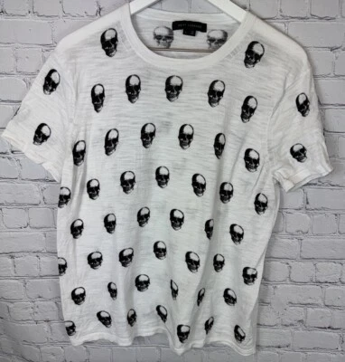 Camiseta Calavera CACHEMIRA Blanca Negra Susie Manga Corta Algodón Cuello Redondo Calavera Grande Foto 1 de 4