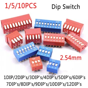 Slide Dip Switch Module 2.54mm DIL SPST 1 DIP to 12 DIPs Available Red Blue PCB - Picture 1 of 7
