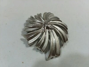 Vintage Crown Trifari Pin Brooch Abstract Silver Tone swirl flower mod signed  - Picture 1 of 7