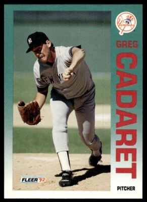 1992 Fleer Baseball Card Greg Cadaret New York Yankees #222 - Image 1 of 2