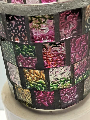 Jarrón de vidrio agrietado Mosiac vela votiva soporte de luz de té Biedermann HJ-807 Foto 1 de 3