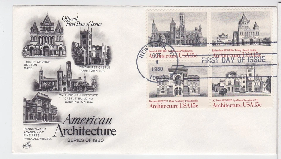 TurtlesTradingPost- American Architecture 1980 FDC #1838-41 Artcraft Hand Cancel - Image 1 of 1