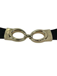 Cinturón de mujer talla M/L dorado negro elástico elástico 1 gancho cierre frontal 1,5 pulgadas de ancho - Imagen 1 de 7