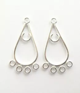 6 Pcs 32X15mm Chandelier Earring Finding Sterling Silver Plated Jewelry - Picture 1 of 3