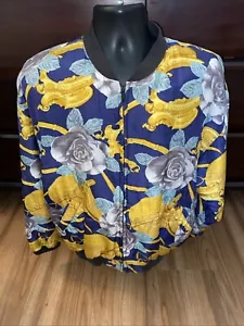 Vintage Jacket Options Melrose 100% Silk Full Zip Size Large Colorful Abstract - Picture 1 of 6