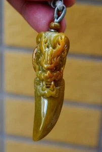Certified Grade A Natural  Jade jadeite Fei cui 翡翠 Dragon Tooth Pendant 2534 - Picture 1 of 16