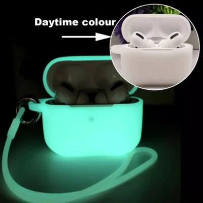 For Apple AirPods Pro 3 4 2 Luminous Silicone Protective Case Cover w/ Strap - Image 1 of 4