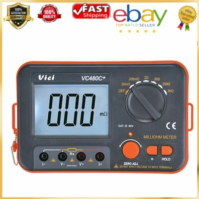 Milli-ohm Meter VC480C LCD Backlit 4 Wire Test Low Resistance Multimeter 6 range - Image 1 of 4