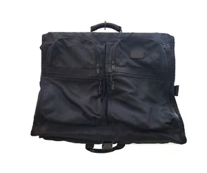 VINTAGE TUMI BLACK TWILL LEATHER TRAVEL GARMENT BAG MULTI-POCKETS, USA - Picture 1 of 10