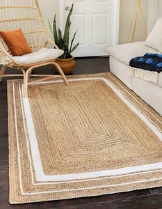 Rug Runner Jute Natural 100% Scandi New style Braided Reversible Rustic Rugs - Picture 1 of 8