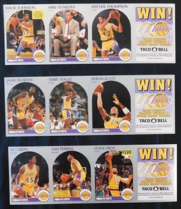 Juego de 3 hojas y 9 tarjetas Los Angeles Lakers Taco Bell - 1990-1991 - Imagen 1 de 8