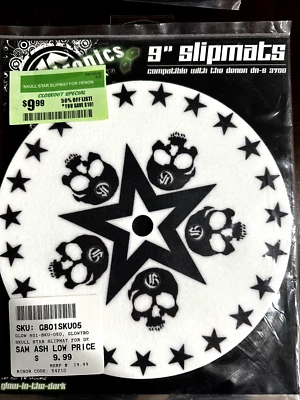 Glowtronics 9"DJ Slipmats, Glow In The Dark Skull and Star - Image 1 of 2