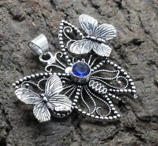 925 Sterling Silver Blue Tanzanite Gemstone Handmade Jewelry Pendant Size-2.10