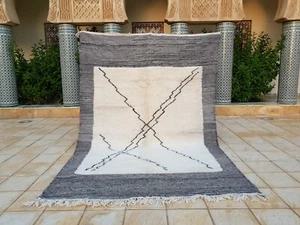 Beni ourain Rug 9'10"x6'7" Ft Moroccan Rug Handmade Authentic Wool Carpet - Picture 1 of 12