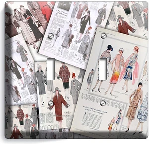 RETRO FASHION MAGAZINE PAGES DOUBLE LIGHT SWITCH WALL PLATE COVER NEW ROOM DECOR - Picture 1 of 1