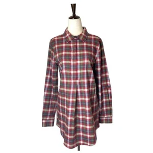 Tyler Boe Shirt Women Small Red Plaid Collared Half Button Pleated Tina Tunic - Picture 1 of 12