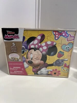 Disney Junior Minnie Mouse Puzzle Set de 5 Rompecabezas de Madera 4 - 8 piezas y 1 - 24 piezas Foto 1 de 2