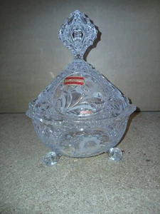 Bonbonnière en cristal au plomb taillé par Hofbauer - jamais utilisée - Photo 1/8