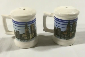 Cleveland Downtown Panoramic Pepper Salt Lipco Shakers And Vintage Ceramic Set - Picture 1 of 6