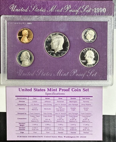1990-S U.S. 5 COIN PROOF SET - In ORIGINAL PACKAGING - SUMMER SALE Cover
