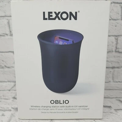 Estación de carga rápida inalámbrica Lexon Oblio Qi con desinfectante UV, 10W (azul oscuro) Foto 1 de 4