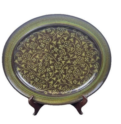Plato grande ovalado Denby Arabesque 13,5" floral vintage marrón verde Foto 1 de 4