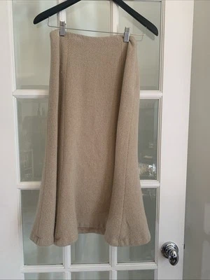 Lauren Ralph Lauren LRL Tan Knit Lamb's Wool Mdii Fit n Flare Skirt Bohemian - Image 1 of 2