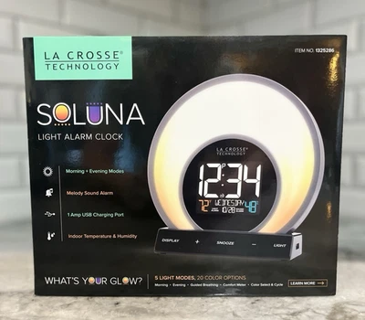 Reloj despertador La Crosse Technology Soluna Mood Light con puerto de carga USB (C80994) Foto 1 de 4