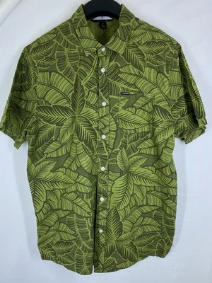 Volcom Shirt Mens Large Green Floral Hawaiian Pocket Short Sleeve Button Up Hike - Image 1 of 4